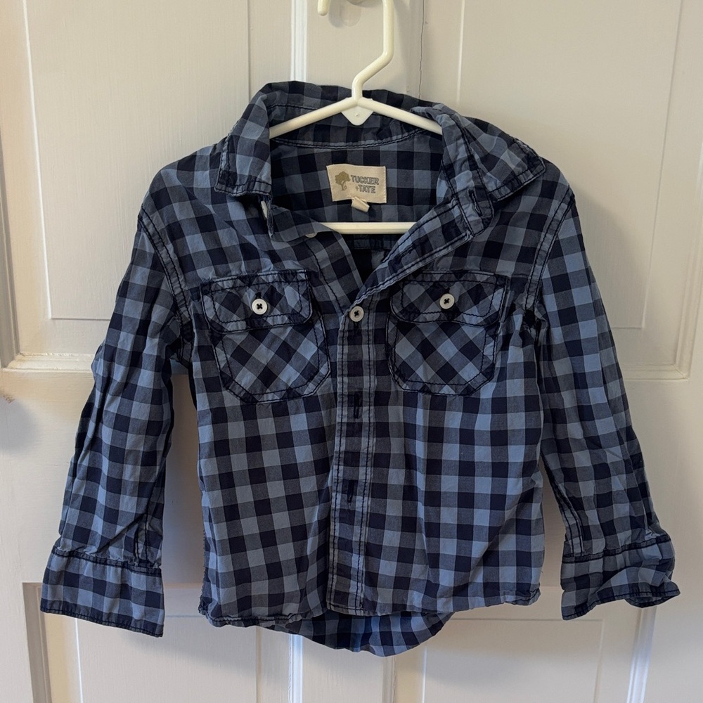 Tucker + Tate Navy Checkered Button Down Shirt